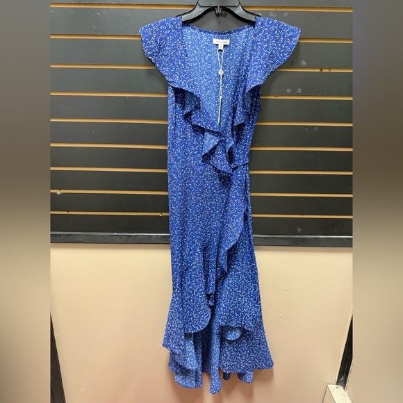 Max Studio Dresses & Skirts - Max Studio Blue Ruffle Wrap Midi Dress XS